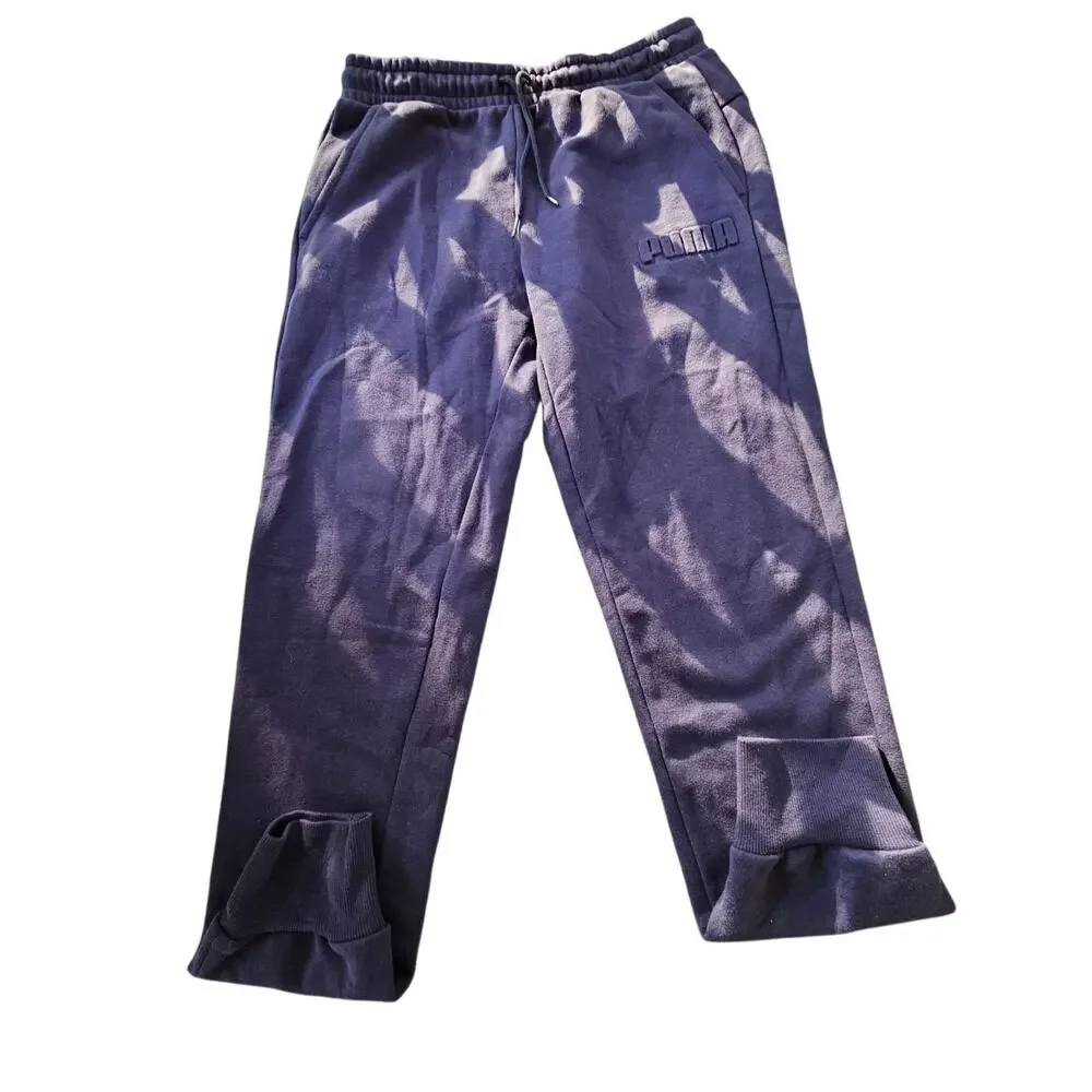 NWT PUMA Set Men's Modern V2 Embossed Blue Fleece Jogger Sweatpants/ Hoodie Sz M